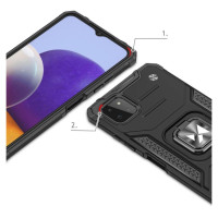 Wozinsky Ring Armor Case Kickstand Tough Rugged Cover for Samsung Galaxy A22 4G silver