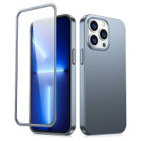 Joyroom 360 Full Case front and back cover for iPhone 13 Pro + tempered glass screen protector grey (JR-BP935 tranish)