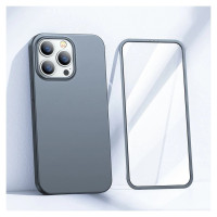 Joyroom 360 Full Case front and back cover for iPhone 13 Pro + tempered glass screen protector grey (JR-BP935 tranish)