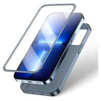 Joyroom 360 Full Case front and back cover for iPhone 13 Pro + tempered glass screen protector grey (JR-BP935 tranish)
