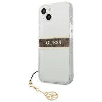 Guess GUHCP13SKB4GBR iPhone 13 mini 5.4" Transparent hardcase 4G Brown Strap Charm