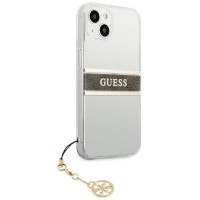 Guess GUHCP13SKB4GBR iPhone 13 mini 5.4" Transparent hardcase 4G Brown Strap Charm