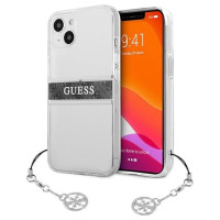 Guess GUHCP13SKB4GGR iPhone 13 mini 5.4" Transparent hardcase 4G Gray Strap Charm