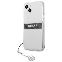 Guess GUHCP13SKB4GGR iPhone 13 mini 5.4" Transparent hardcase 4G Gray Strap Charm