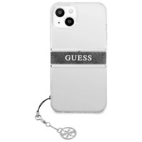 Guess GUHCP13SKB4GGR iPhone 13 mini 5.4" Transparent hardcase 4G Gray Strap Charm