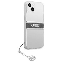 Guess GUHCP13SKB4GGR iPhone 13 mini 5.4" Transparent hardcase 4G Gray Strap Charm
