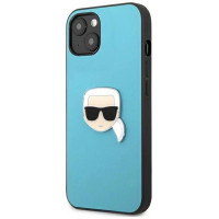 Karl Lagerfeld KLHCP13SPKMB iPhone 13 mini 5,4" niebieski/blue hardcase Leather Ikonik Karl`s Head Metal