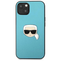 Karl Lagerfeld KLHCP13SPKMB iPhone 13 mini 5,4" niebieski/blue hardcase Leather Ikonik Karl`s Head Metal