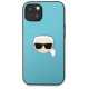 Karl Lagerfeld KLHCP13SPKMB iPhone 13 mini 5,4" niebieski/blue hardcase Leather Ikonik Karl`s Head Metal