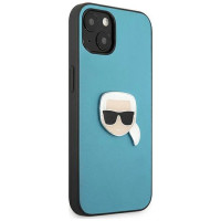 Karl Lagerfeld KLHCP13SPKMB iPhone 13 mini 5,4" niebieski/blue hardcase Leather Ikonik Karl`s Head Metal