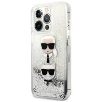 Karl Lagerfeld KLHCP13LKICGLS iPhone 13 Pro / 13 6,1" srebrny/silver hardcase Liquid Glitter Karl&Choupette Head