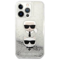 Karl Lagerfeld KLHCP13LKICGLS iPhone 13 Pro / 13 6,1" srebrny/silver hardcase Liquid Glitter Karl&Choupette Head