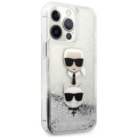 Karl Lagerfeld KLHCP13LKICGLS iPhone 13 Pro / 13 6,1" srebrny/silver hardcase Liquid Glitter Karl&Choupette Head