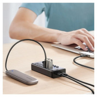 Ugreen multifunctional HUB 7in1 USB Type C - 7x USB Type A 3.0 PD DC 12V gray (CM481)
