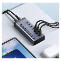 Ugreen multifunctional HUB 7in1 USB Type C - 7x USB Type A 3.0 PD DC 12V gray (CM481)