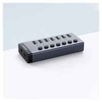 Ugreen multifunctional HUB 7in1 USB Type C - 7x USB Type A 3.0 PD DC 12V gray (CM481)