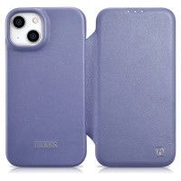 Icarer CE Premium Leather Folio Case iPhone 14 Plus Magnetic Flip Leather Folio Case MagSafe Light Purple (WMI14220715-LP)