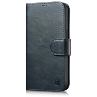 Icarer Oil Wax Wallet Case 2in1 Case iPhone 14 Anti-RFID Leather Flip Case Blue (WMI14220721-BU)