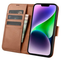 Icarer Wallet Case 2in1 Cover iPhone 14 Plus Anti-RFID Leather Flip Case Brown (WMI14220727-BN)