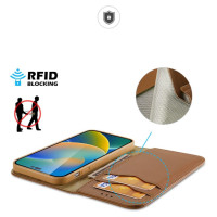 Dux Ducis Hivo Leather Flip Cover Genuine Leather Wallet for Cards and Documents iPhone 14 Pro Max Brown