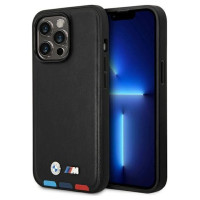 BMW Case BMW BMHMP14L22PTDK iPhone 14 Pro 6.1 "black / black Leather Stamp Tricolor Magsafe