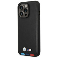 BMW Case BMW BMHMP14L22PTDK iPhone 14 Pro 6.1 "black / black Leather Stamp Tricolor Magsafe
