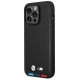 BMW Case BMW BMHMP14L22PTDK iPhone 14 Pro 6.1 "black / black Leather Stamp Tricolor Magsafe