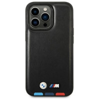BMW Case BMW BMHMP14L22PTDK iPhone 14 Pro 6.1 "black / black Leather Stamp Tricolor Magsafe