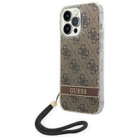 Guess GUOHCP14LH4STW iPhone 14 Pro 6.1 "brown / brown hardcase 4G Print Strap