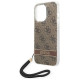 Guess GUOHCP14LH4STW iPhone 14 Pro 6.1 "brown / brown hardcase 4G Print Strap