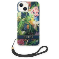 Guess GUOHCP14SHFLSB iPhone 14 6.1 "blue / blue hardcase Flower Strap