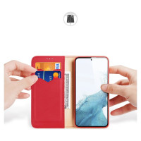 Dux Ducis Hivo case Samsung Galaxy S23+ flip cover wallet stand RFID blocking red