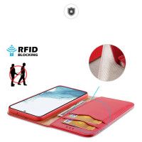Dux Ducis Hivo case Samsung Galaxy S23+ flip cover wallet stand RFID blocking red