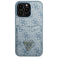 Guess 4G Triangle Logo Cardslot Case for iPhone 13 Pro / 13 - Blue