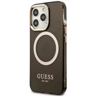 Guess Gold Outline Translucent MagSafe Case for iPhone 13 Pro / iPhone 13 - Black