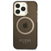 Guess Gold Outline Translucent MagSafe Case for iPhone 13 Pro / iPhone 13 - Black