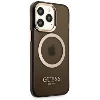 Guess Gold Outline Translucent MagSafe case for iPhone 13 Pro Max - black