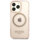Guess Gold Outline Translucent MagSafe case for iPhone 13 Pro Max - pink