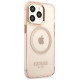 Guess Gold Outline Translucent MagSafe case for iPhone 13 Pro Max - pink