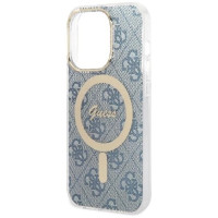 Guess Set Guess GUBPP14LH4EACSB Case+ Charger iPhone 14 Pro 6.1" blue/blue hard case 4G Print MagSafe