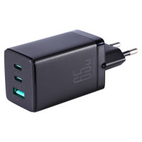 Joyroom fast GaN charger 65W USB-A, 2x USB-C black + USB-C - USB-C cable 100W 1.2m (TCG01)