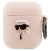 Karl Lagerfeld KLA2RUNIKP AirPods 1/2 cover pink/pink Silicone Karl Head 3D