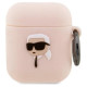 Karl Lagerfeld KLA2RUNIKP AirPods 1/2 cover pink/pink Silicone Karl Head 3D