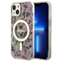 Guess Flower MagSafe case for iPhone 14 - pink