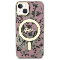 Guess Flower MagSafe case for iPhone 14 - pink