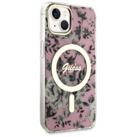 Guess Flower MagSafe case for iPhone 14 - pink