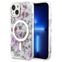 Guess Flower MagSafe case for iPhone 14 - transparent