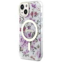 Guess Flower MagSafe case for iPhone 14 - transparent