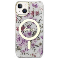 Guess Flower MagSafe case for iPhone 14 - transparent