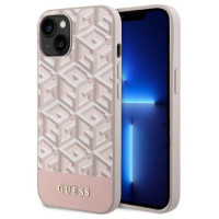 Guess GUHMP14MHGCFSEP iPhone 14 Plus 6.7" pink/pink hard case GCube Stripes MagSafe